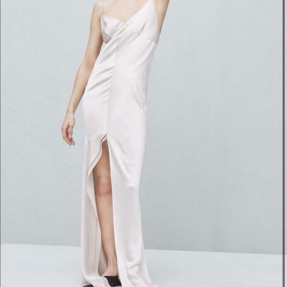Mango Bridal Genuine Silk Off White Maxi Dress NWOT Size 4